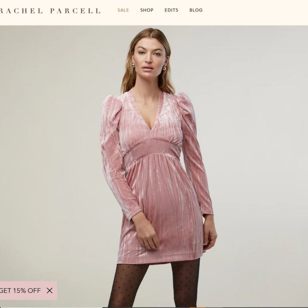 NWT Rachel Parcell V-neck mini dress. Stretch velvet, size s.